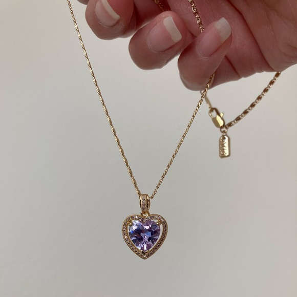 New Vanessa Mooney mini heart necklace purple amethyst pendant necklace - Picture 2 of 10